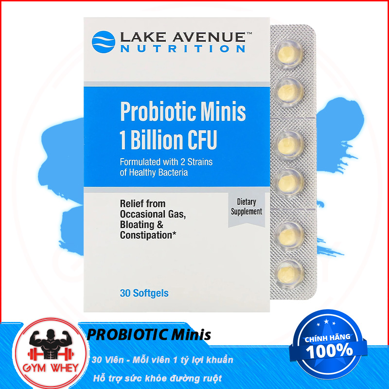 [Hcm]Viên Uốn Bổ Sung Lợi Khuẩn Men Vi Sinh Hỗ Trợ Tiêu Hóa Lake Avenue Nutrition Probiotic Minis 1 Billion Cfu 30 Viên Từ Nhật