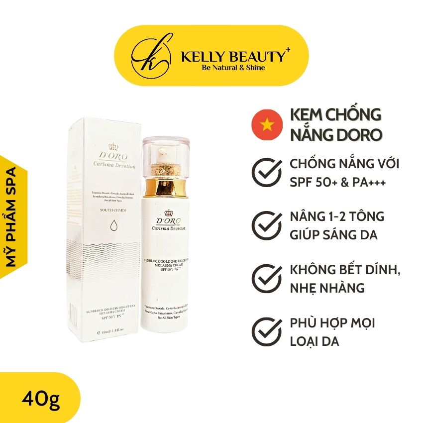 Kem Chống Nắng Vật Lý Doro 40G - Chống Nắng Nâng Tông Sáng Da Tự Nhiên Không Bết Dính | Kelly Beauty