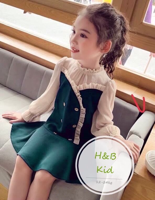 Đầm tiếu thư phối lụa cho bé gái từ 12kg - 23kg Đầm bé gái Quần áo bé gái Thời trang bé gái Đầm bé gái 3 tuổi Đầm bé gái dễ thương Đầm bé gái màu xanh Váy bé gái Váy tiểu thư