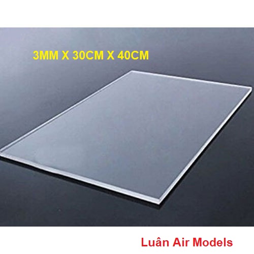 (3mm 30x40cm) Tấm nhựa mica cứng trong suốt làm hồ cá mica chuồng hamster mica hộp mica kính khung ảnh mica ốp biển số xe chế đồ chơi sáng tạo mô hình thủ công trang trí nội thất (VA173) - Luân Air Models