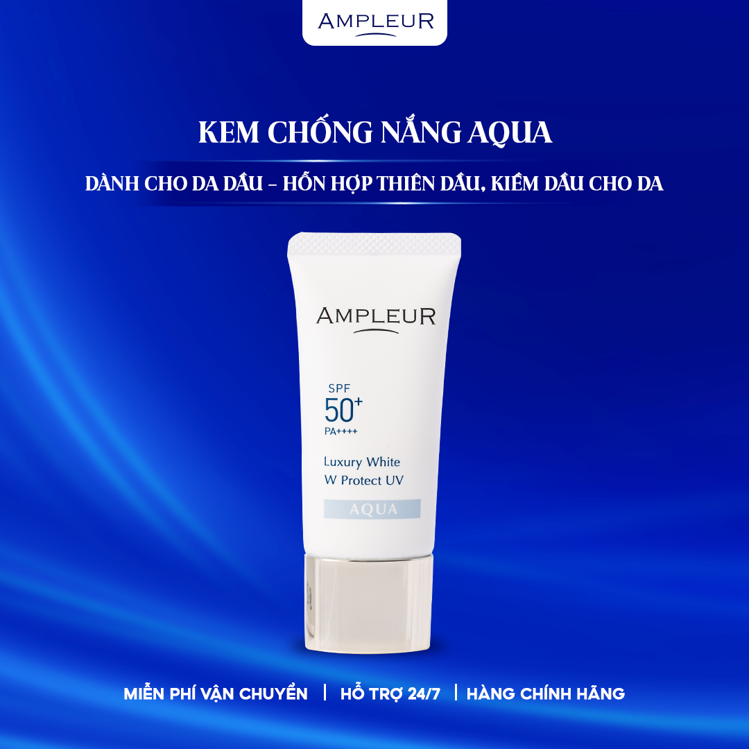 Kem chống nắng AMPLEUR Luxury White W UV AQUA Nhật Bản dưỡng trắng đều màu da chống nắng cực đỉnh vớ