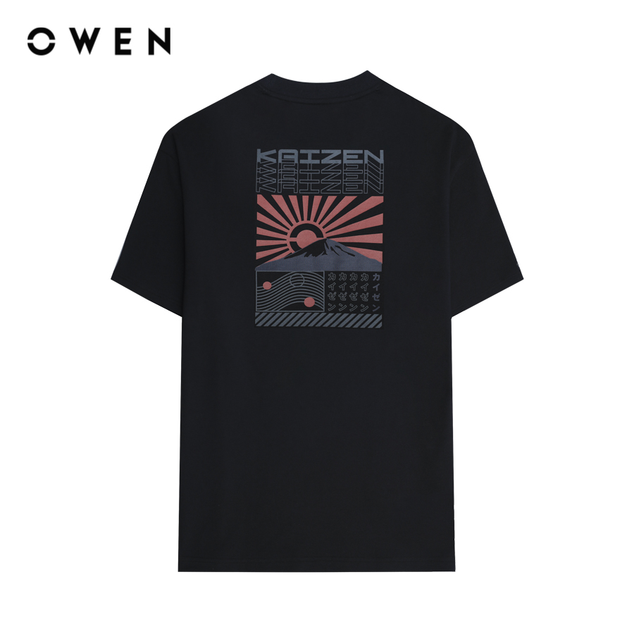 OWEN - Áo Tshirt ngắn tay Relaxfit TSN243825 màu Đen chất liệu CVC Spandex