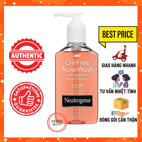 [Hcm][Hàng Mỹ] Sửa Rửa Mặt Gel Làm Sạch Và Ngăn Ngừa Mụn Neutrogena Oil - Free Acne Wash Hồng 177Ml