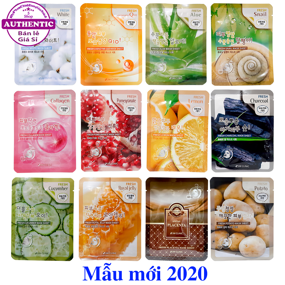 Combo 2 Mặt Nạ Dưỡng Da 3W Clinic Fresh Mash Sheet 23Ml Korea