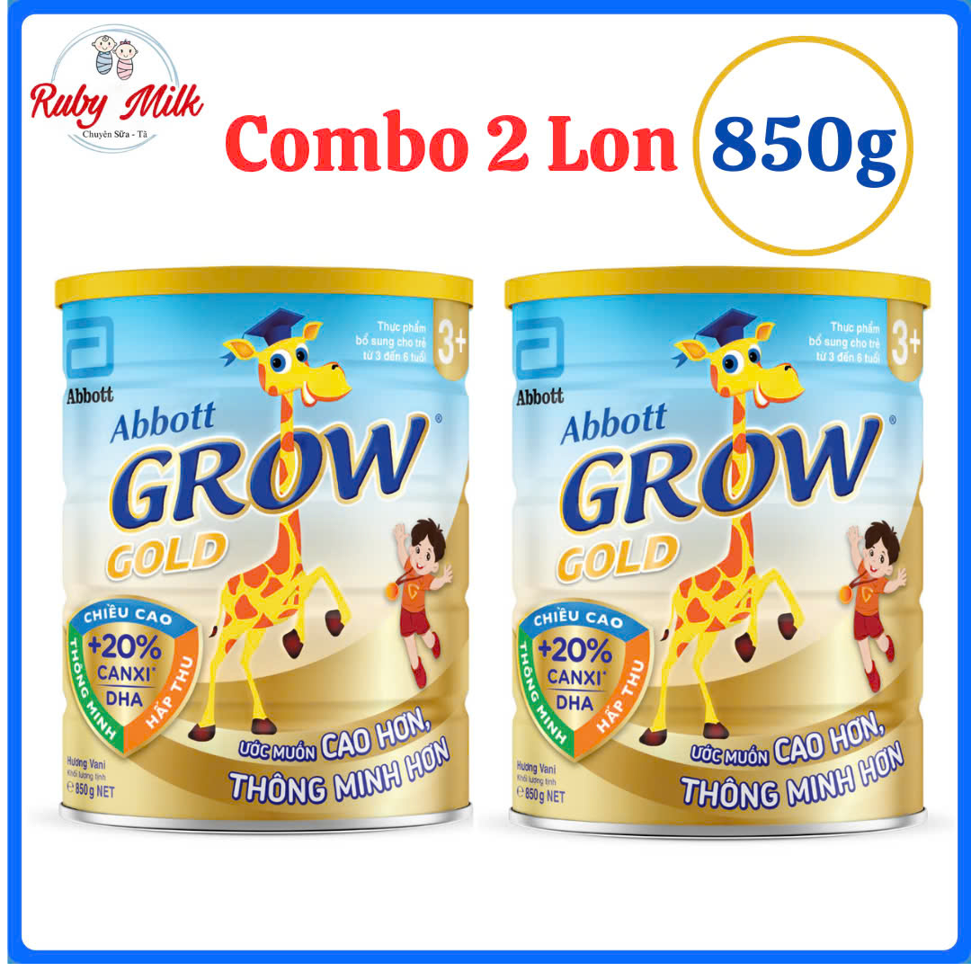 Combo 2 Lon Sữa Abbott Grow Gold 3+ Lon 850g hương Vani (3 - 6 tuổi)