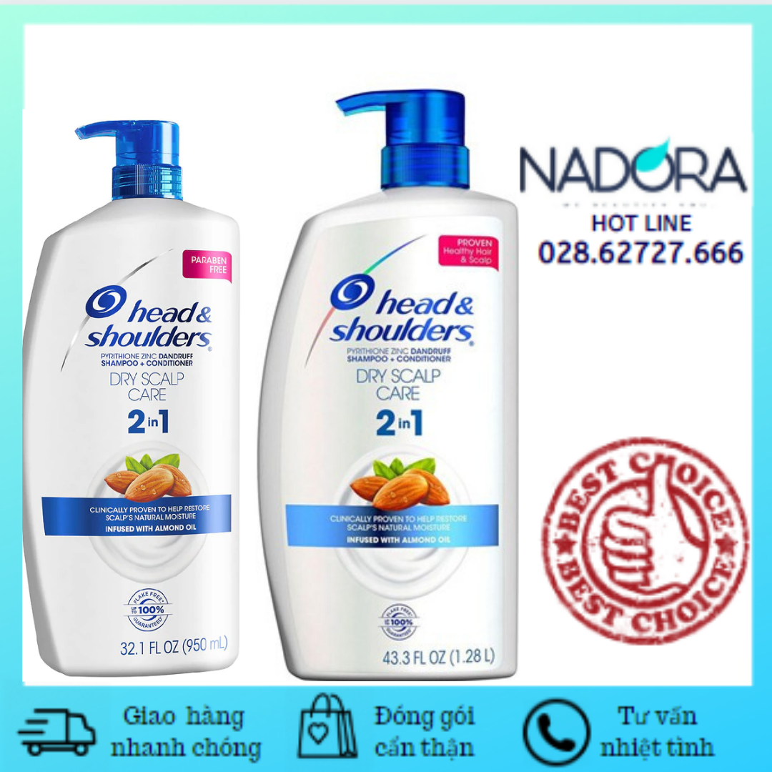 [Hcm]Dầu Gội Ngăn Ngừa Gàu Head And Shoulders Dry Scalp Care Almond Oil 2In1