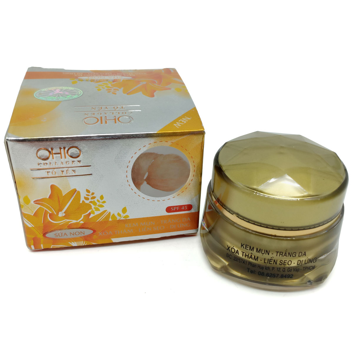 [HCM]Kem mụn - Trắng da - Xóa thâm - Liền sẹo - Dị ứng Ohio Collagen - Tổ Yến 18g (Vàng)