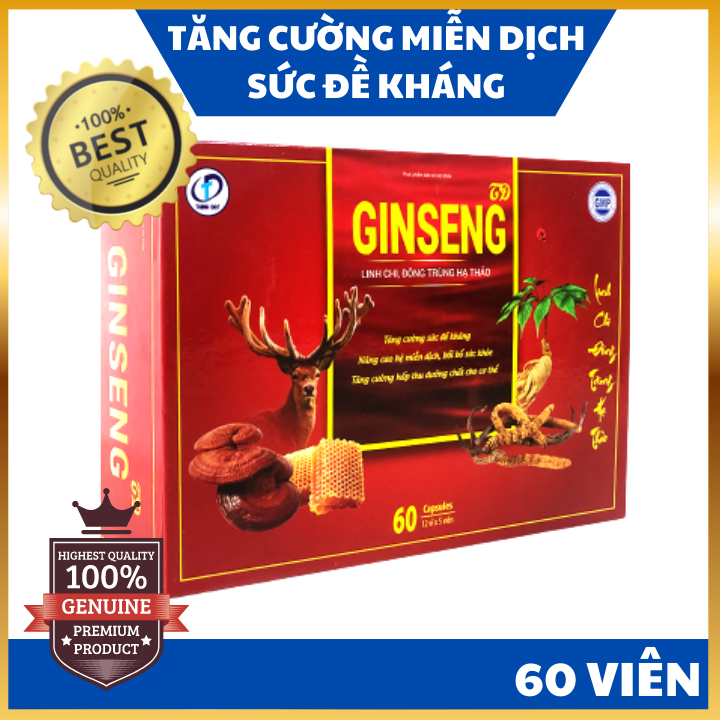 [Chính Hãng] Nhân Sâm - Nâng Cao Thể Lực - Tăng Cường Miễn Dịch - Hộp 60 Viên (Hàm Lượng Cao)