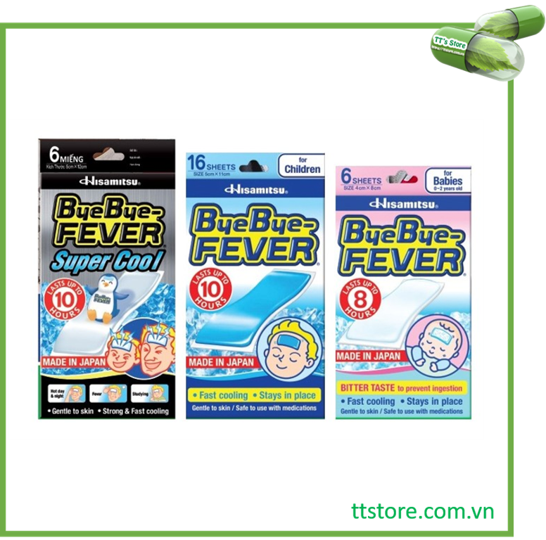 [Hcm]Miếng Dán Hạ Sốt Byebye Fever Hisamitsu (Túi 2 Miếng)