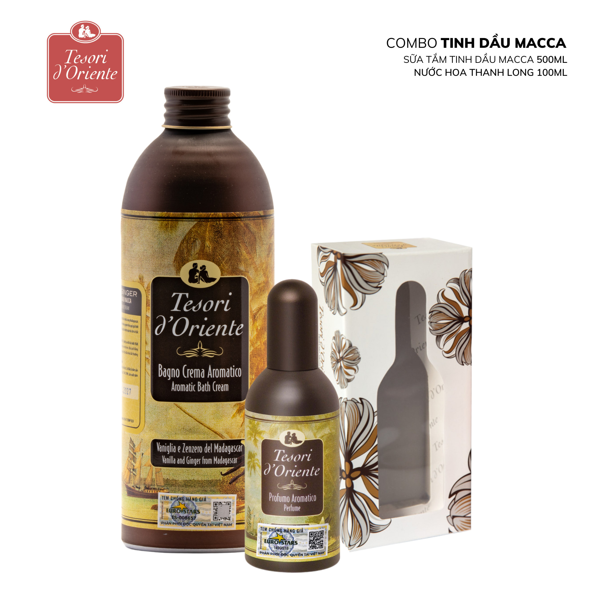 Combo sữa tắm Terosi 500ml và nước hoa dạng xịt Tesori dOriente 100ml cao cấp hương thơm quyến rũ lư
