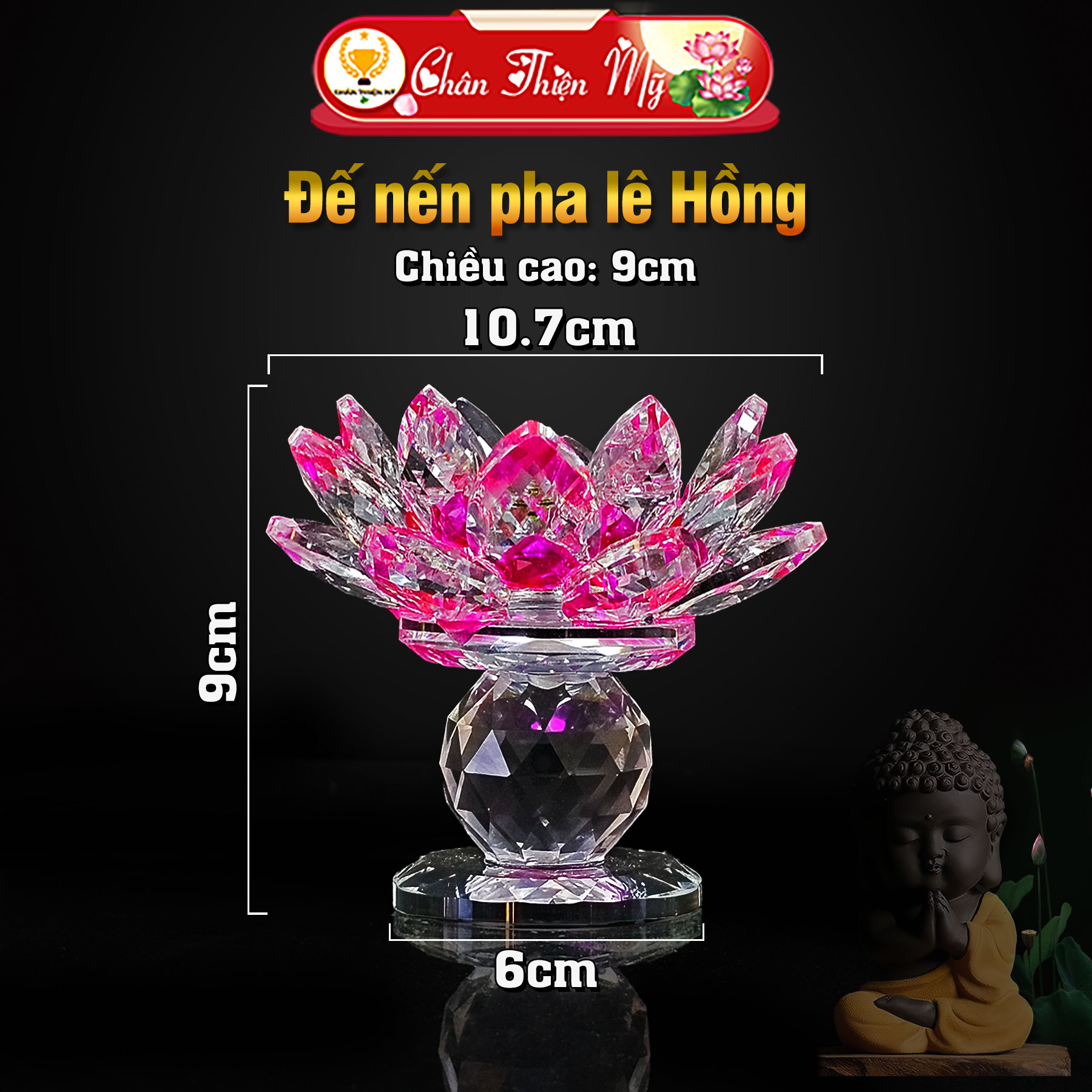Đế Nến Hoa Sen Pha Lê Cao Cấp CHÂN THIỆN MỸ Đồ Phong Thủy Trang Trí Phòng Thờ Trang Trí Nội Thất