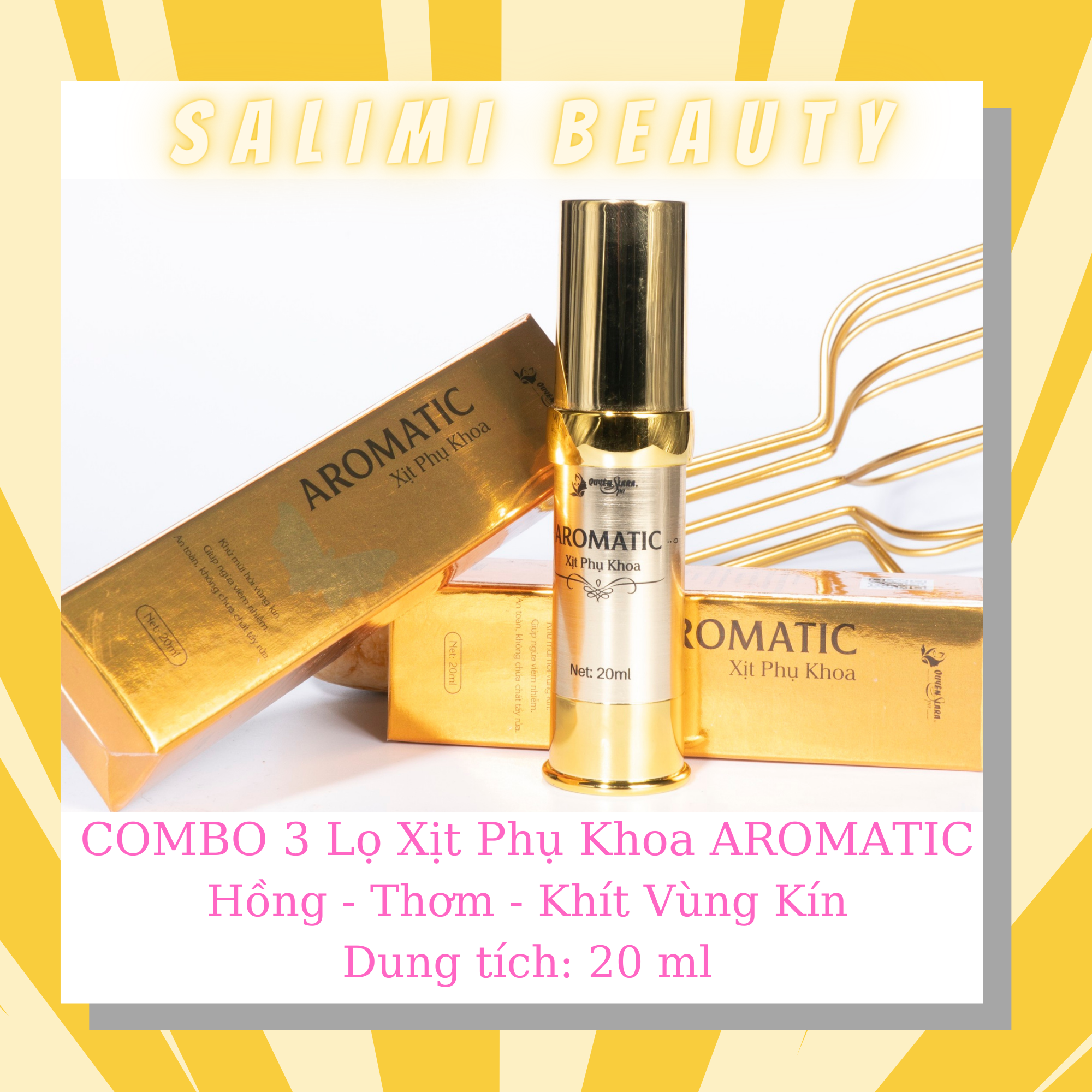 Combo 3 Lọ Xịt Phụ Khoa Aromatic Quyên Lara [20Ml] - Khử Mùi Hôi Vùng Kín Ngừa Viêm Nhiễm Làm Hồng Bikini - Bí Quyết Chồng Yêu Mỗi Ngày - Hàng Chính Hãng