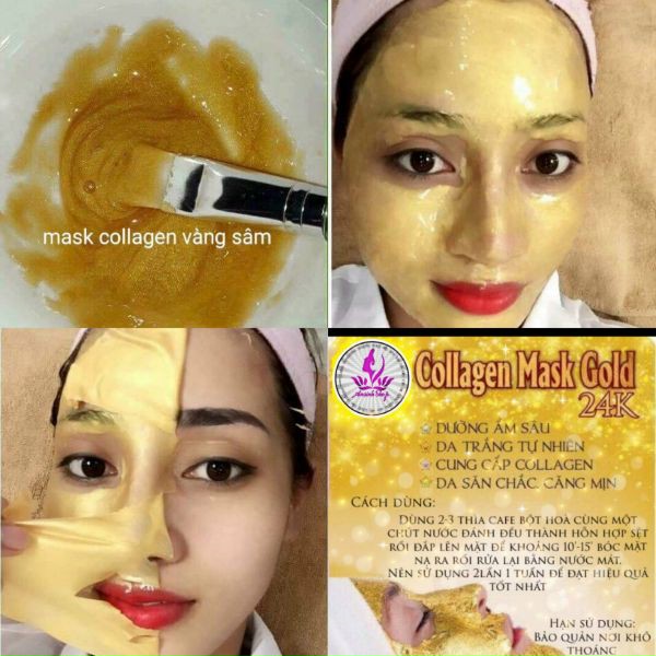 [500G] Bột Mặt Nạ Collagen Vàng Sâm 24K Trắng Da Chỗng Lão Hóa Cho Da