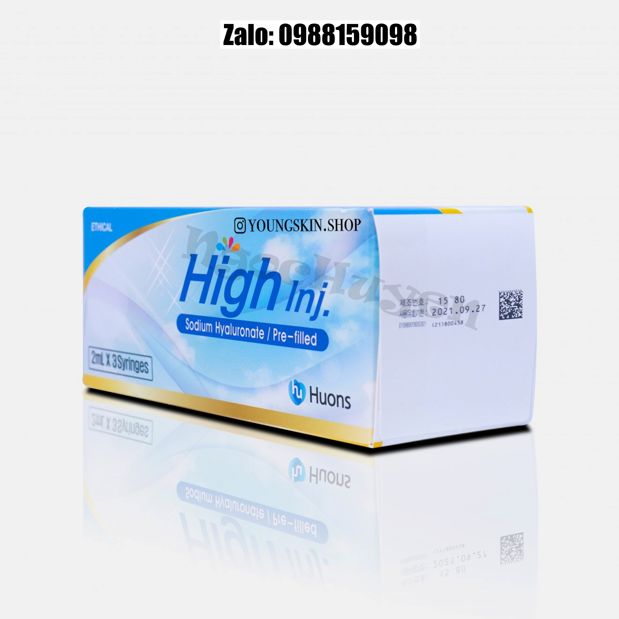 Tinh chất căng bóng da tiêm meso High Inj - 1 hộp 3  thanh