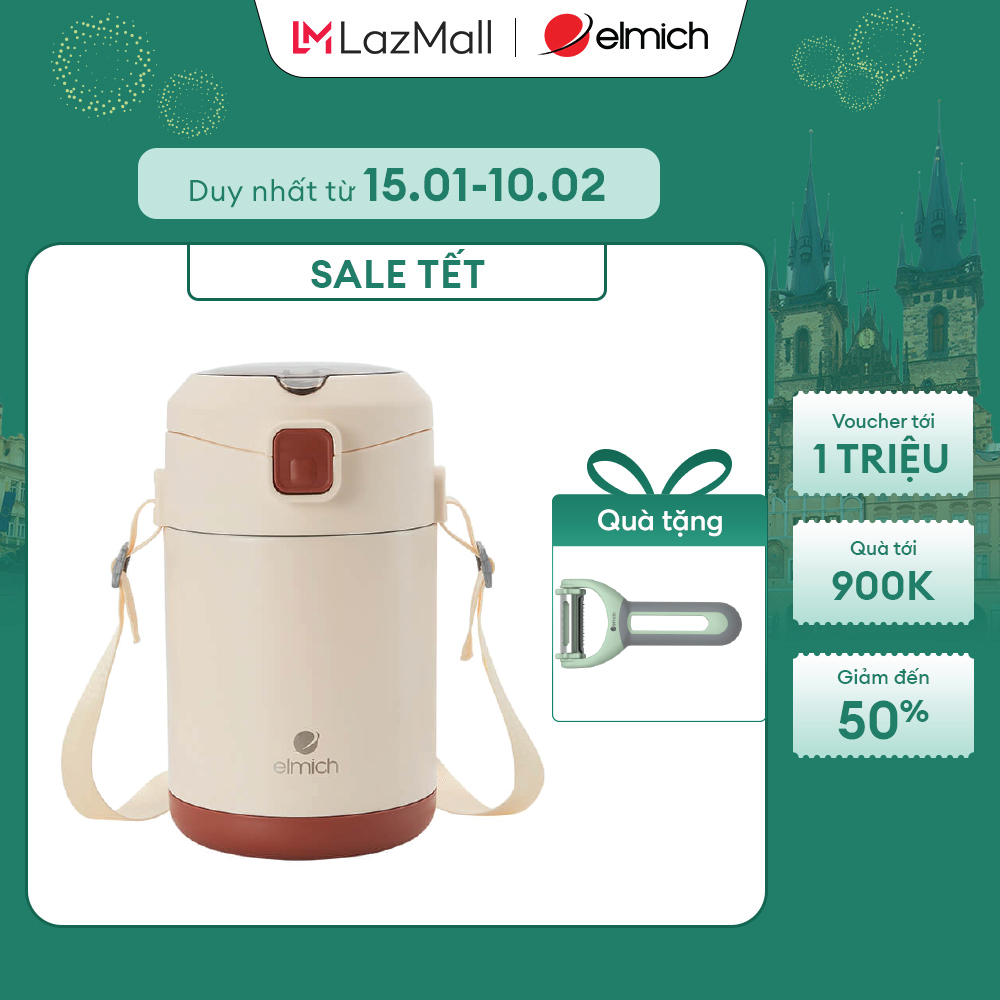 (SALE TẾT)Hộp cơm giữ nhiệt inox 304 Elmich dung tích 1.6L EL8344