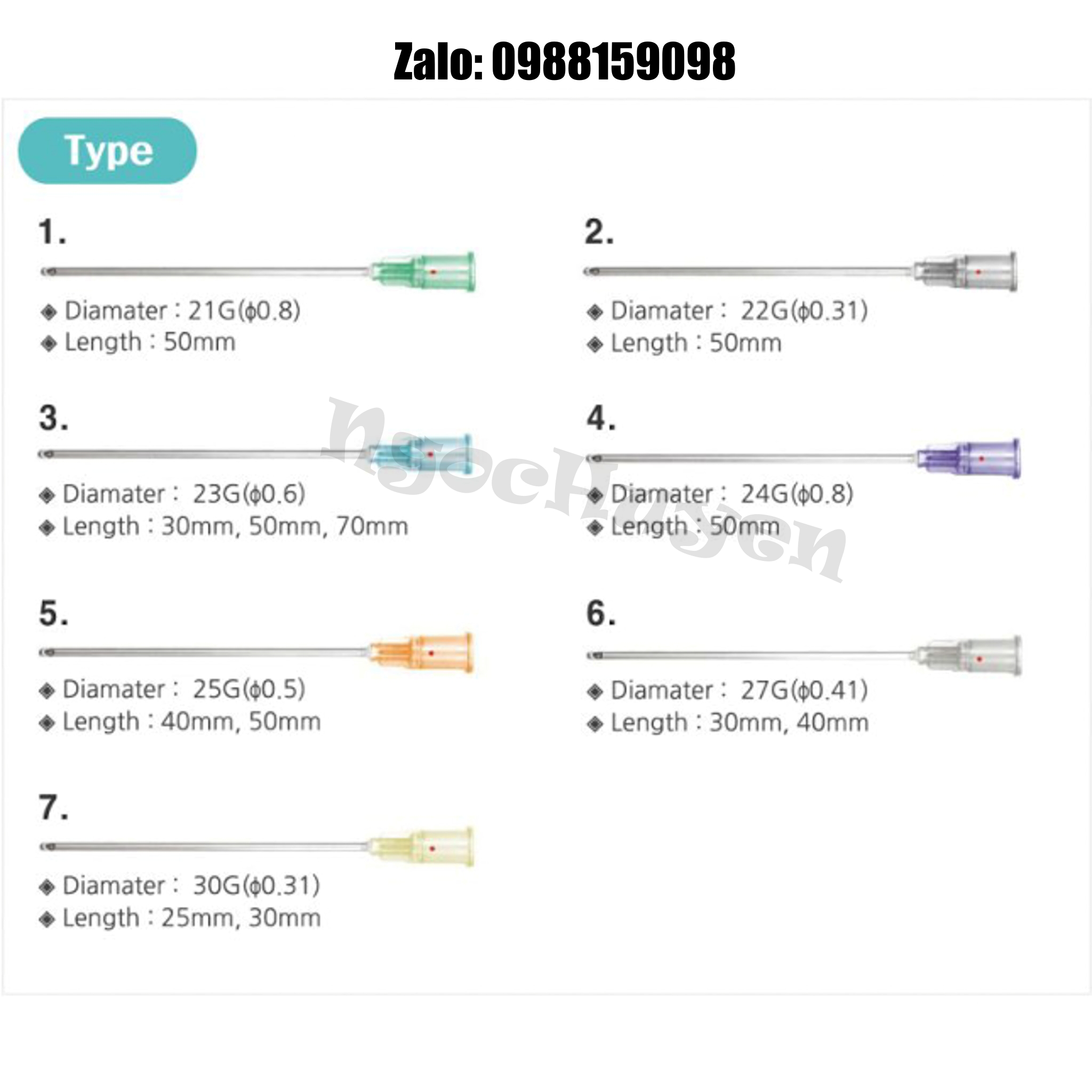 Đầu kim cannula các size(16-21-22-23-25-27g)  - 1 hộp 50 kim