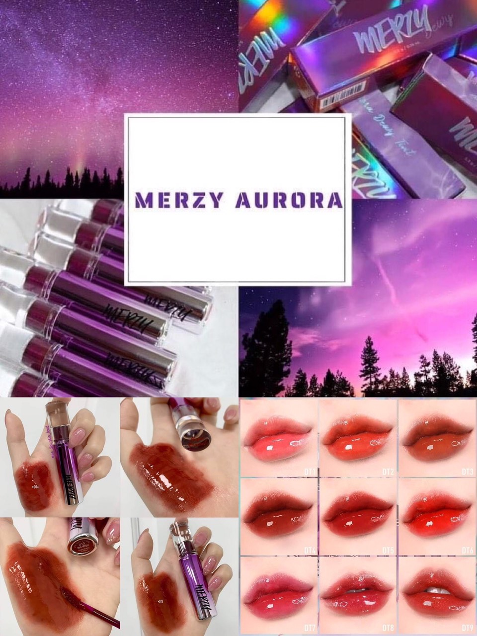 [HCM]Son Tint Bóng Siêu Lì Cho Đôi Môi Căng Mọng Merzy Aurora Dewy Tint 5.5g