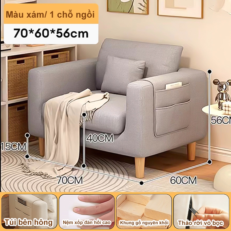 BMZAR Ghế sofa ba chỗ giường nằm cao cấp chất vải mịn êm ái chân ghế bằng gỗ chắc chắn