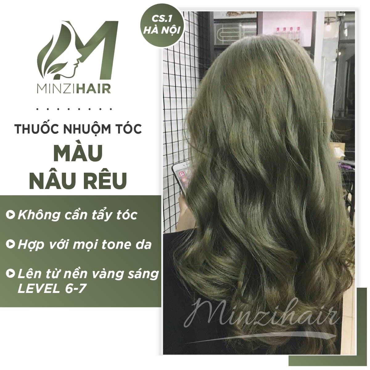 Nhuộm Tóc Màu Nâu Rêu [Feedback Thật] - Nâng Tone Da - Tặng Trợ Dưỡng