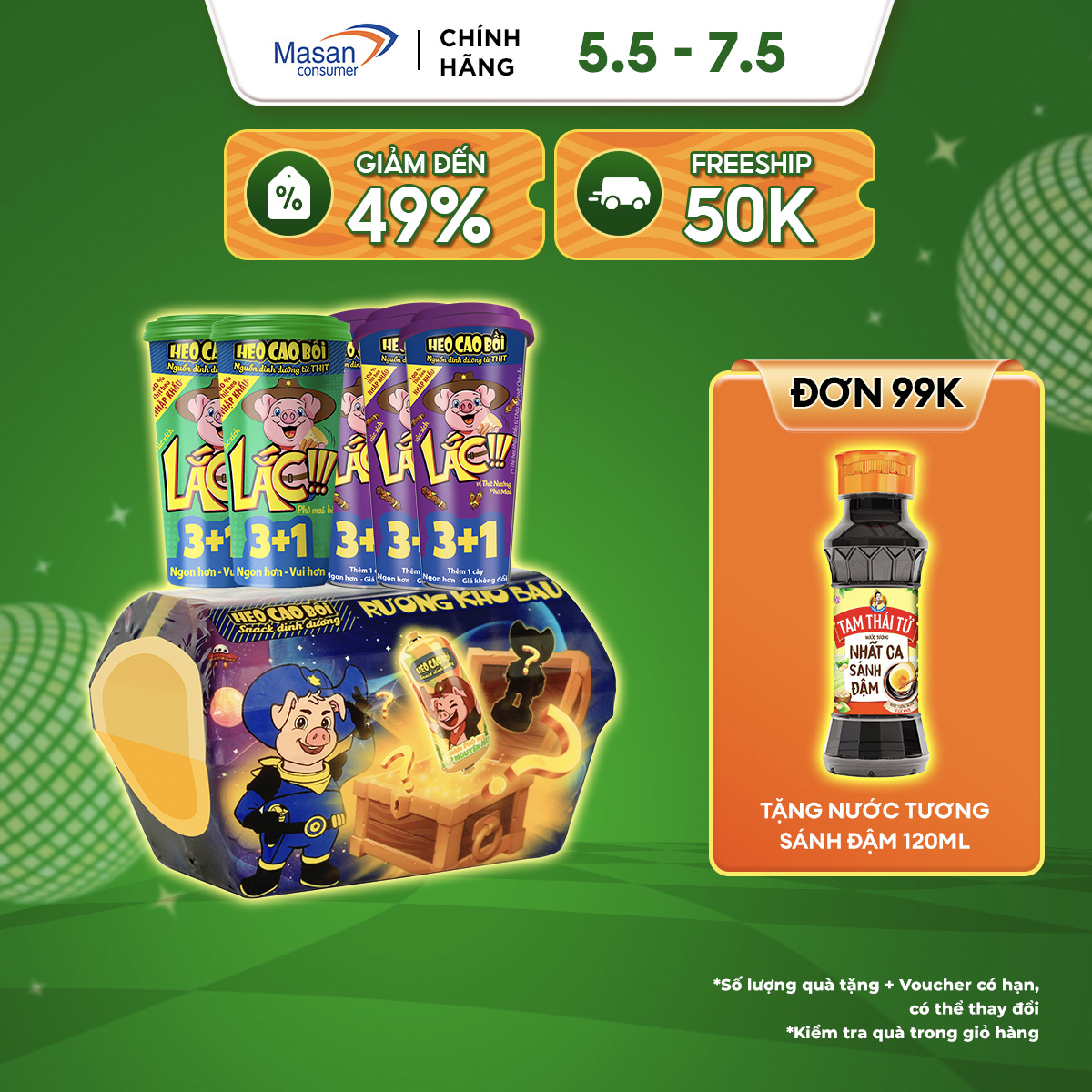 [05-07.5 Voucher 18% CHO ĐƠN TỪ 199k]Combo 5 Xúc xích tiệt trùng Heo cao bồi Lắc Mix Vị (2 phô mai b