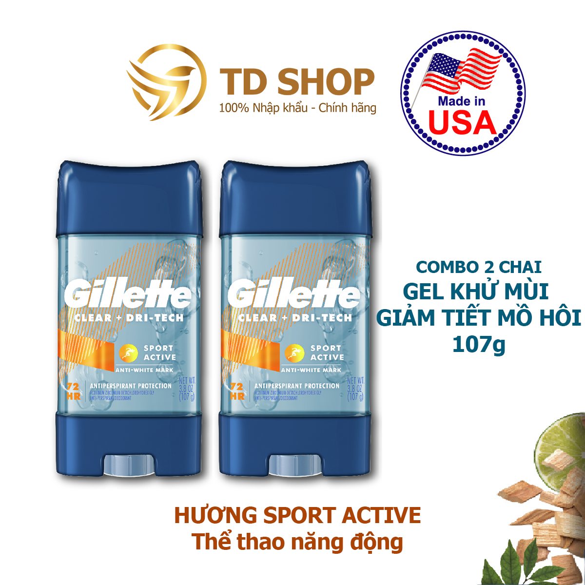 Combo 2 Chai Lăn Khử Mùi Gillette Clear Gel 107G Sport Triumph - Td Shop