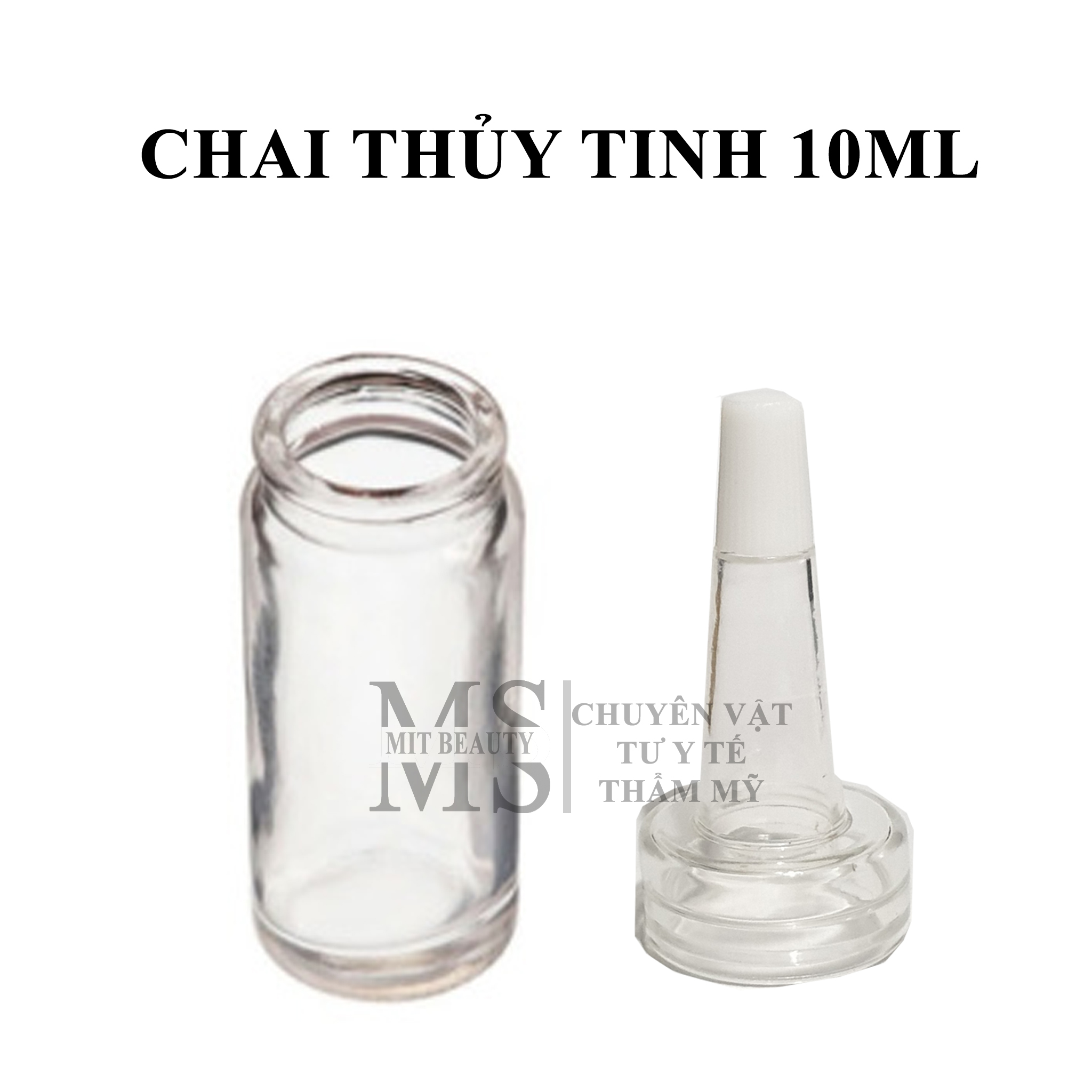 Combo 10 chai thủy tinh 10cc + 10 nắp nhựa lọ thủy tinh trắng 10ml chiết serum tế bào gốc tinh chất