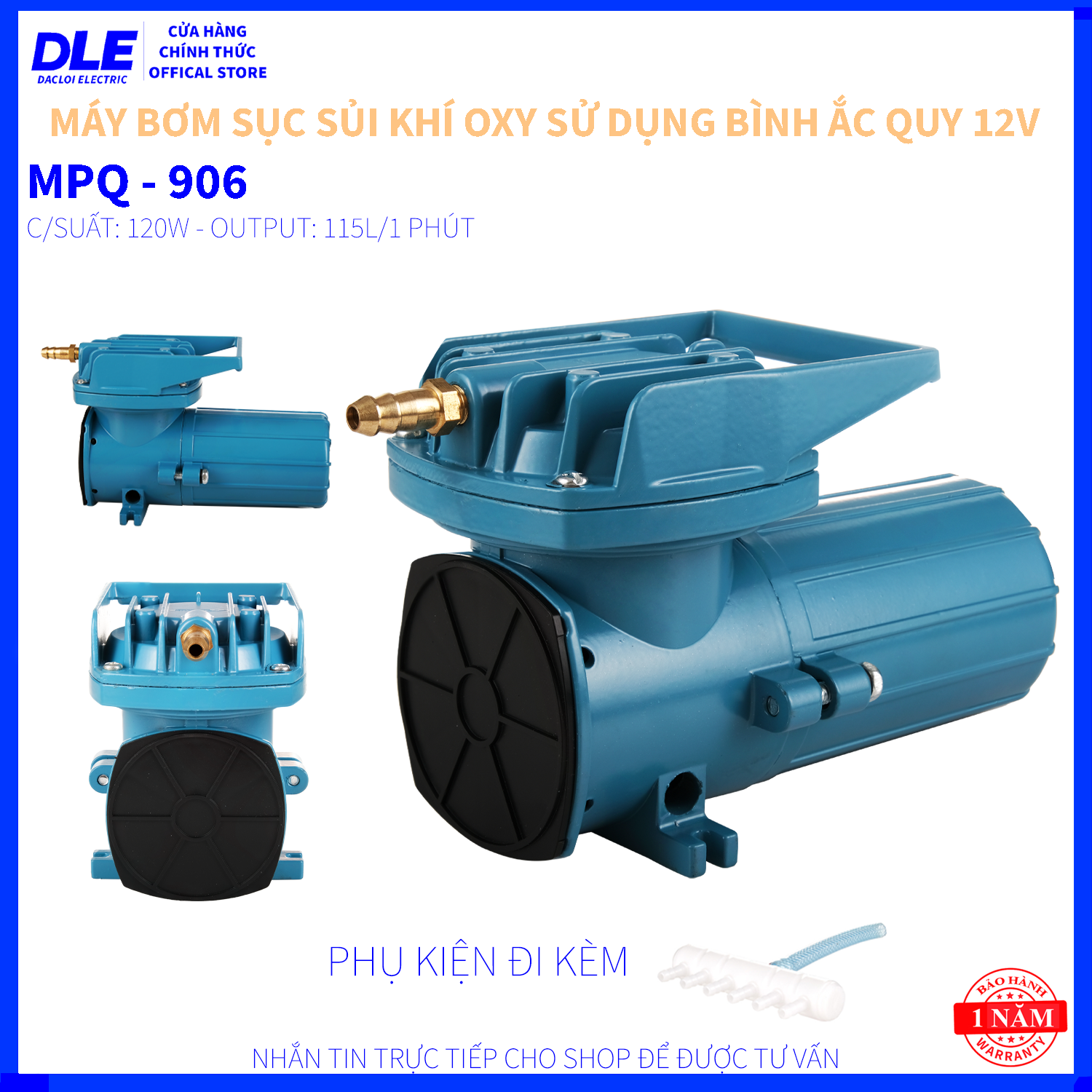 MÁY SỤC SỦI THỔI KHÍ OXY - RESUN MPQ - 906 - SỬ DỤNG BÌNH ẮC QUY NGUỒN ĐIỆN 12V - CHO HỒ BỂ CẢ CẢNH 