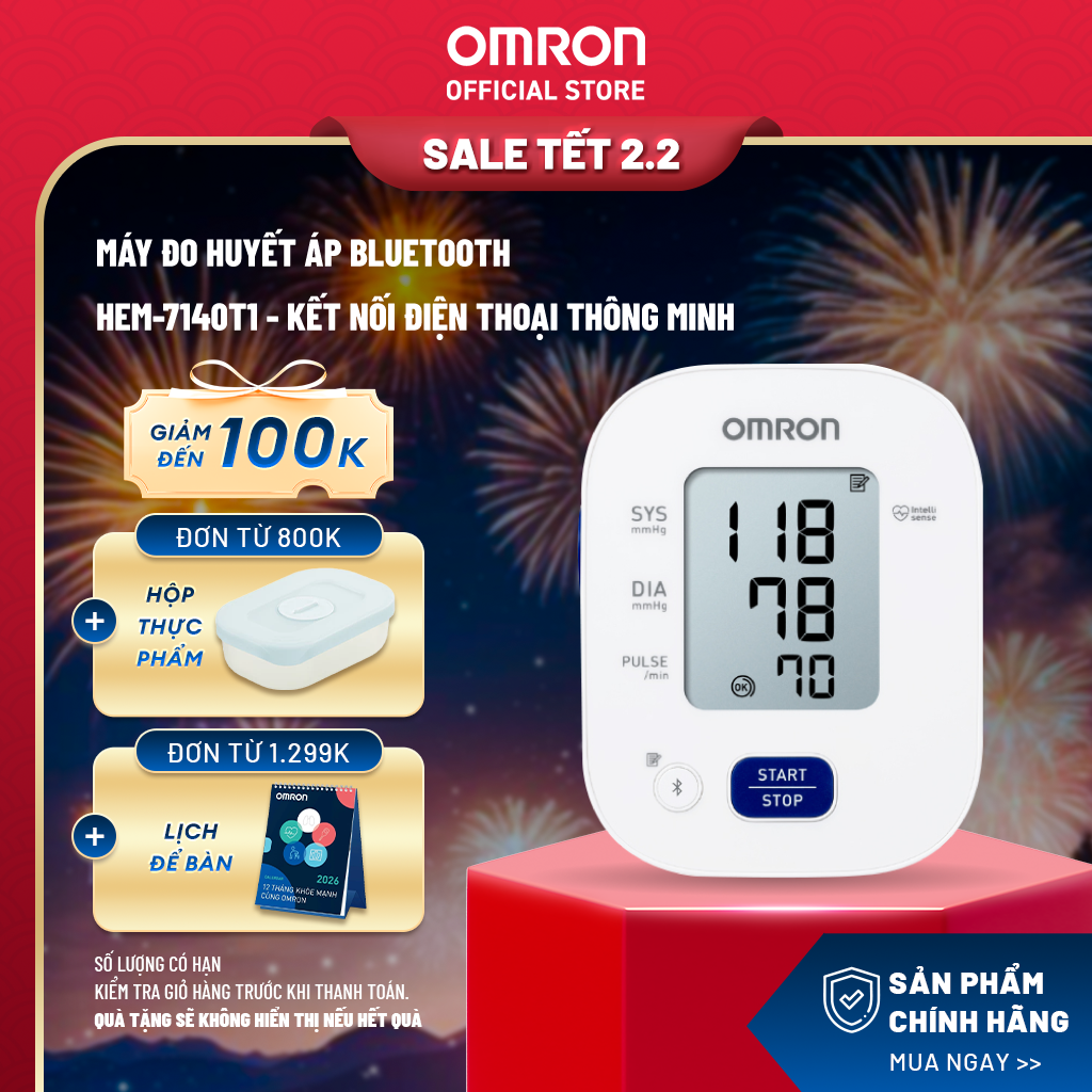 Máy Đo Huyết Áp Bluetooth OMRON - Bảo Hành 5 Năm - HEM-7140T1 - Kết nối điện thoại thông minh