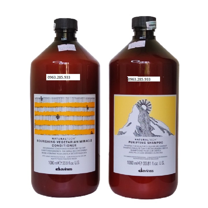 [ Davines - Chính Hãng ] Dầu Gội Tri Gàu Davines Purifying Và Dầu Xả Thực Vật Davines Nourishing 1000Ml X 2