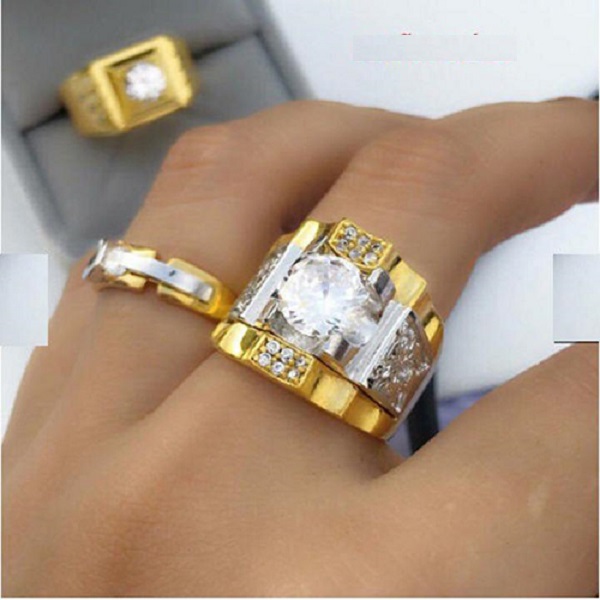 nhẫn nam đính đá trắng thiết kế thời trang đẳng cấp