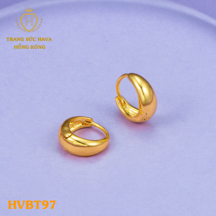 Khuyên Tai Bông Tai Hoa Tai Dáng Bán Sát Tai Đính Đá - Titan Xi Mạ Vàng Thật 10k 18k 24k Cao Cấp (Kh