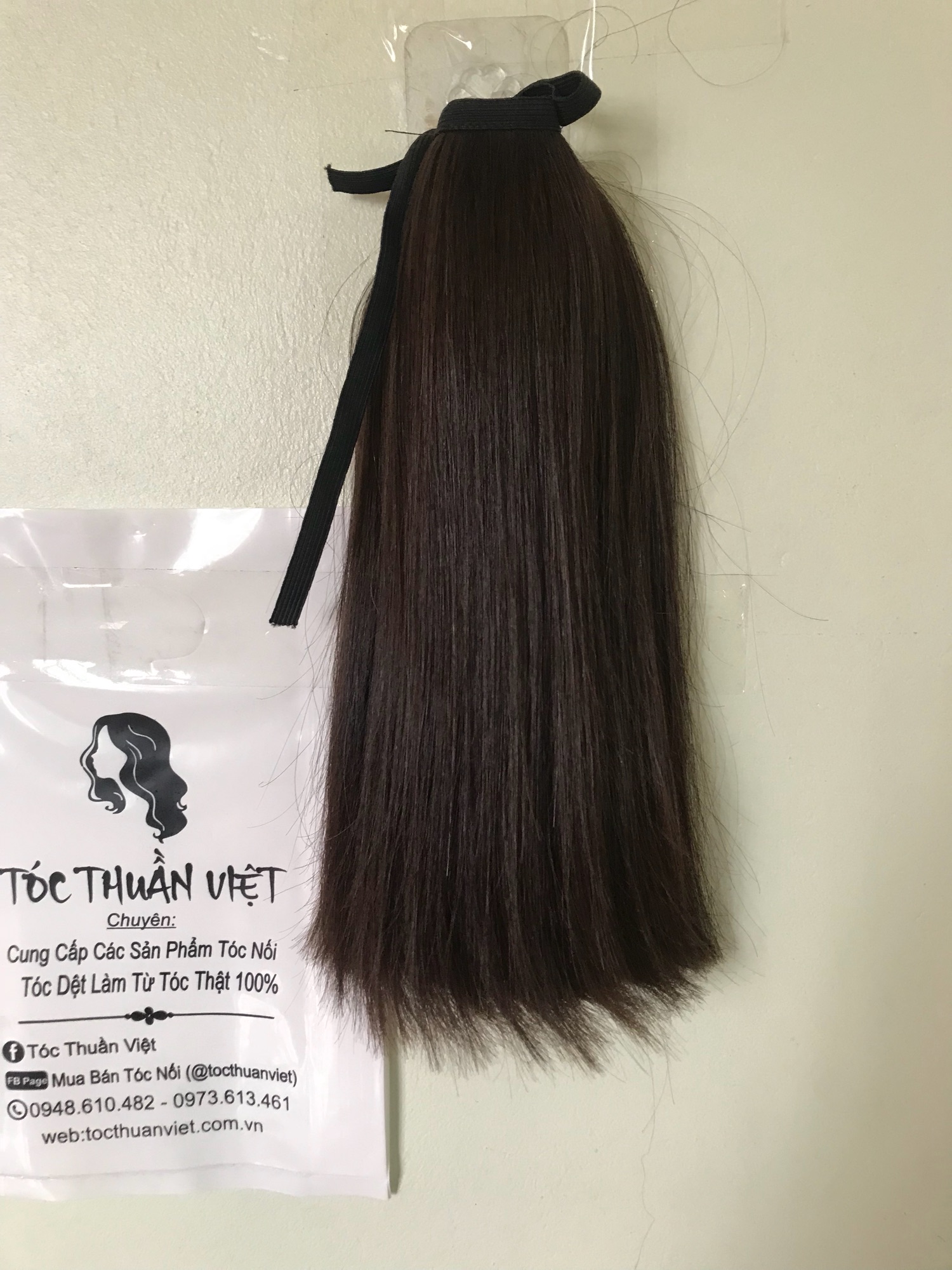 tóc cột bằng tóc thật 30cm