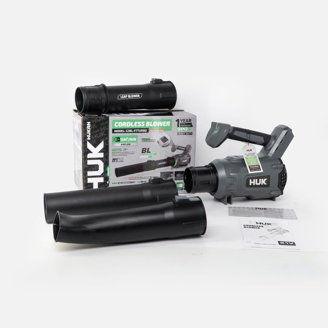 Máy thổi lá Pin 21V Hukan HM21-G3BL-F7TURBO Brushless Turbo chân pin thông dụng M21 chính hãng Huk h