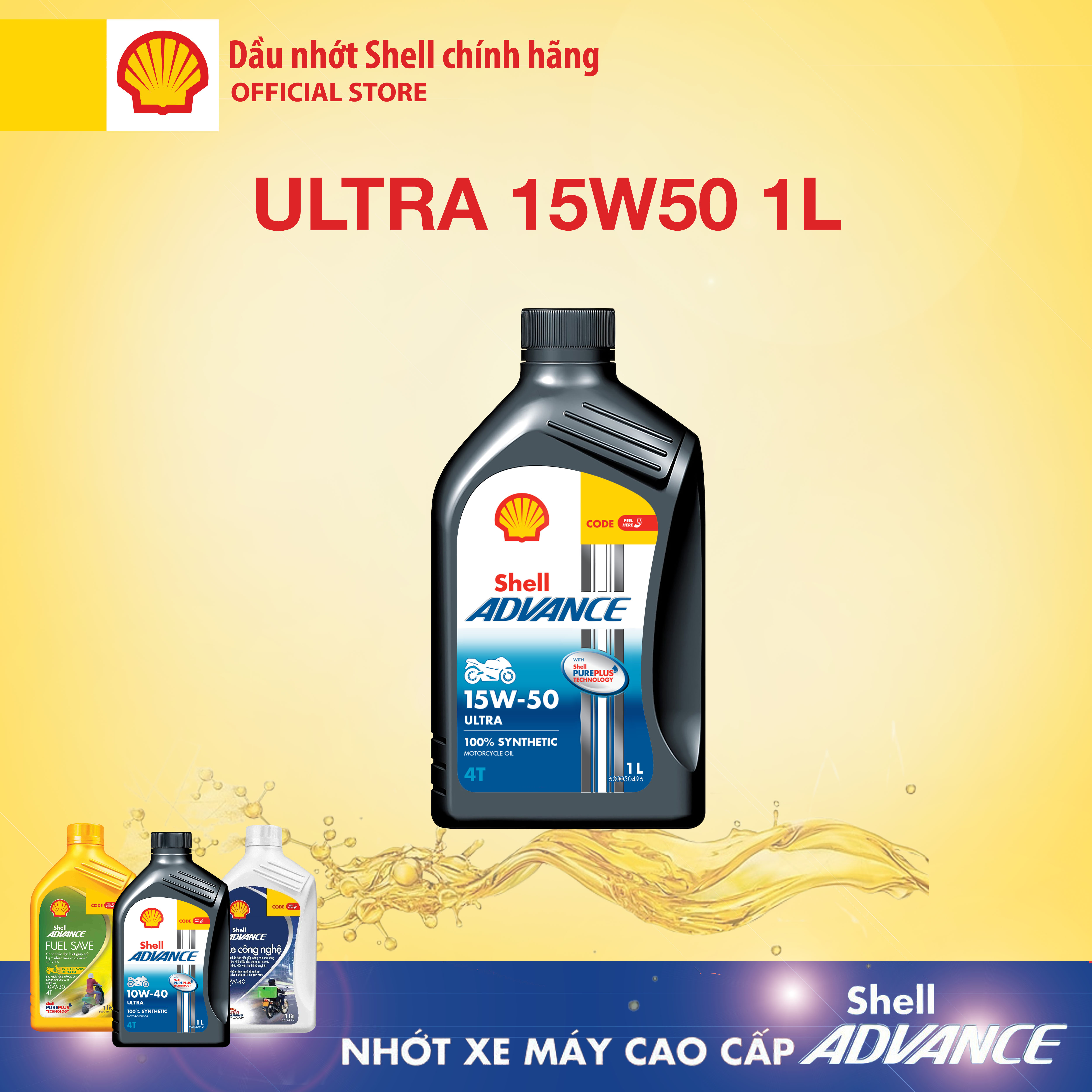 [Xe số 1L] Dầu nhớt xe máy cao cấp 4T Shell Advance ULTRA 15W50 SN 1L