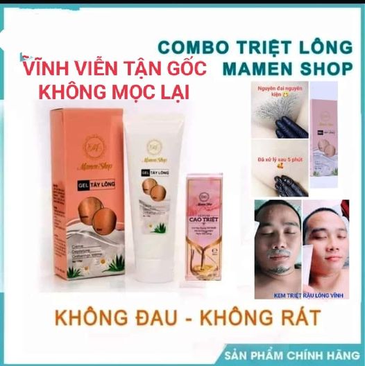 Combo Kem Tẩy Lông Râu Mamenshop Tận Gốc Vĩnh Viễn Không Mọc Lại ( Vùng Kín Râu Ria Nách Bụng Ngực Chân Tay Lưng...)