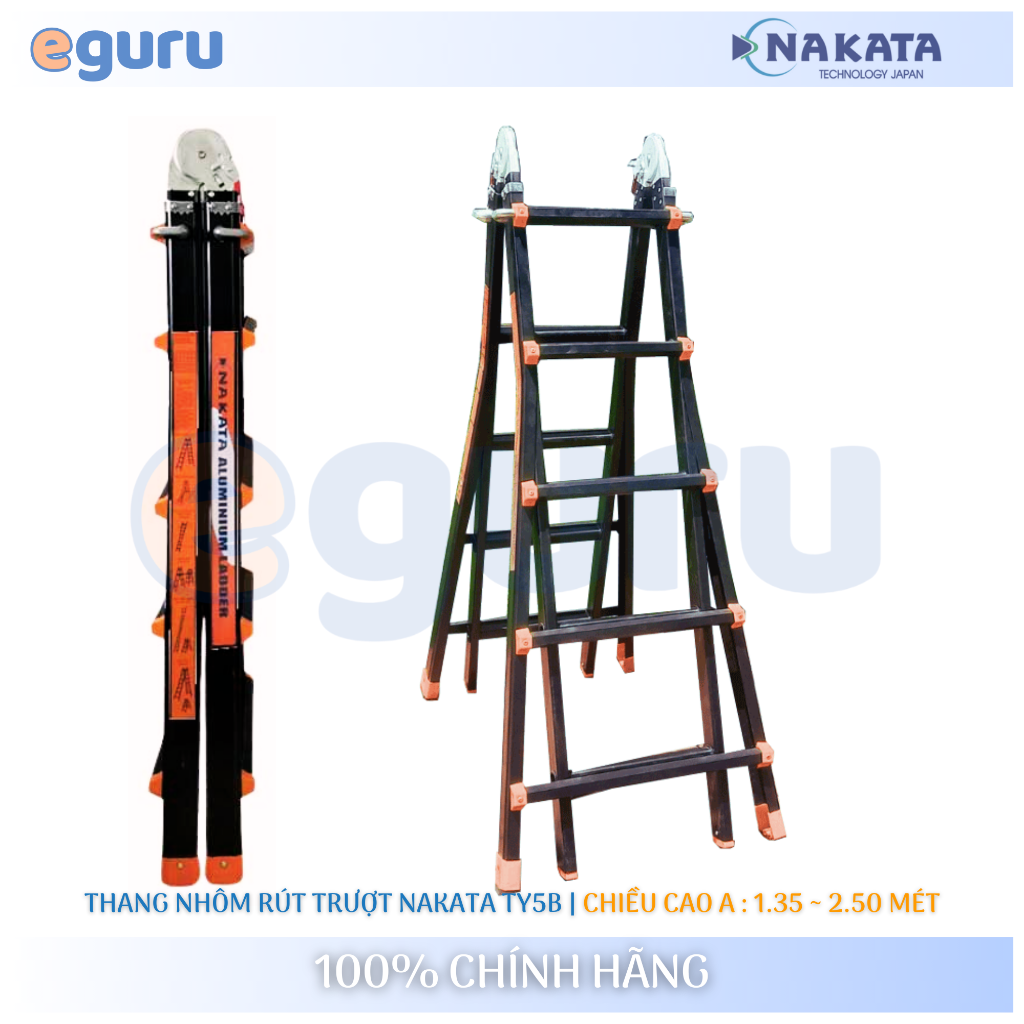 Nakata TY4B & TY5B | Thang Nhôm Gấp Đa Năng Nakata TY-4B 4 Bậc & Nakata TY-5B 5 Bậc - Thang Rút Lồng