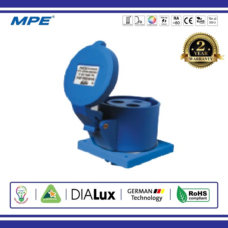 Ổ cắm cố định gắn âm 2P+E 32A IP44 MPE (MPN-323)