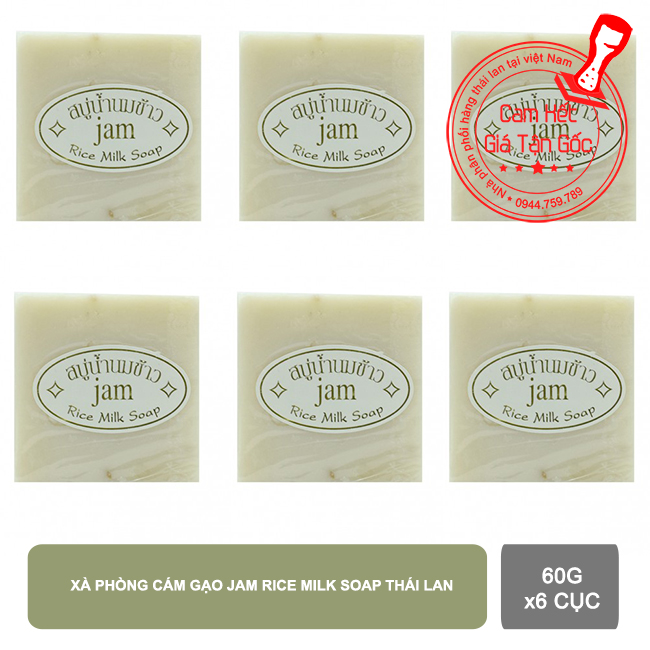 6 Cục Xà Phòng Cám Gạo Thái Lan Jam Rice Milk Soap 【Kho Thế Giới】