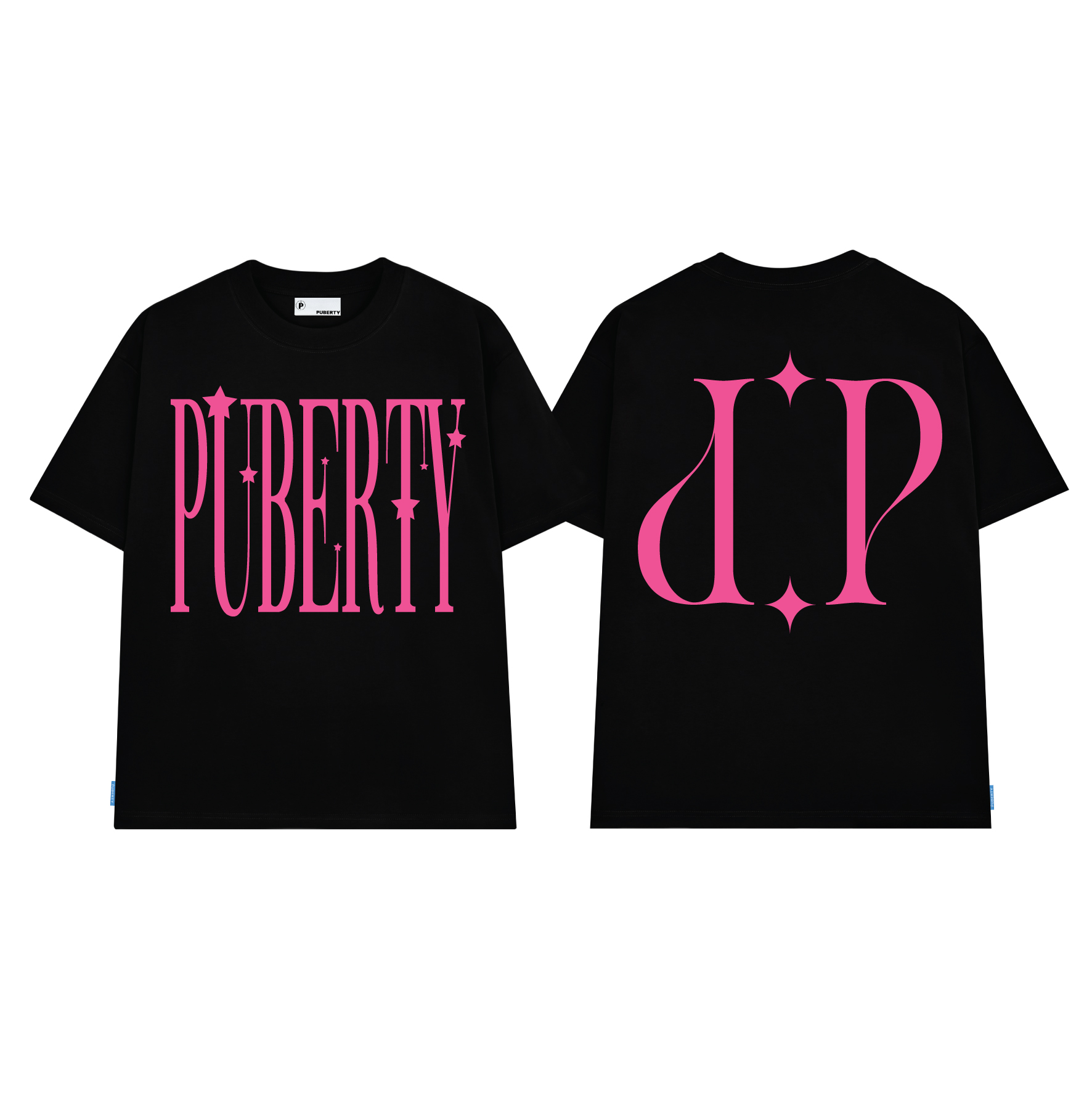 Áo thun PUBERTY “PINK LOGO PUBERTY”/ Màu Kem Đen Hồng