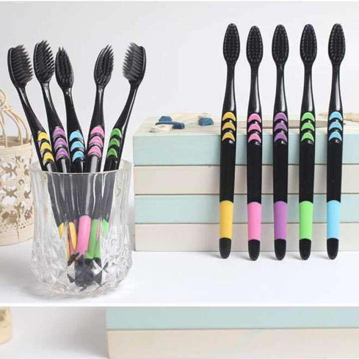 Set 10 Bàn Chải Đánh Răng than tre hoạt tính chống vi khuẩn