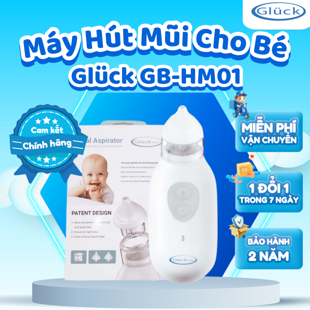 Máy hút mũi Gluck GP-HM01 cho bé có thể tháo rời đầu hút máy hút dịch mũi làm sạch sâu cho cả bé sơ sinh và em bé lớn Gluck Baby