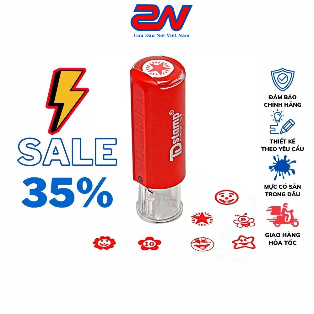 Khắc con dấu tích điểm tròn 1cm chính hãng Trodat - Khắc con dấu khen tặng sticker logo làm theo yêu