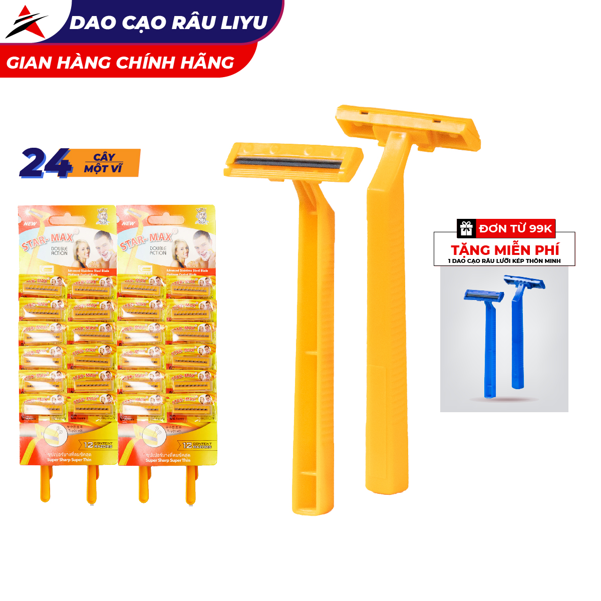 [Hcm]Dạo Cao Râu Liyu Starmax Cán Nhựa Hai Lưỡi Vĩ 24 Cây