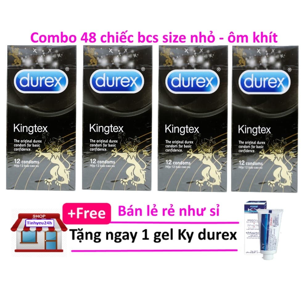 Combo 4 Hộp Durex Kingtex - Khuyến Mãi Thêm Gel Durex Ky 50G