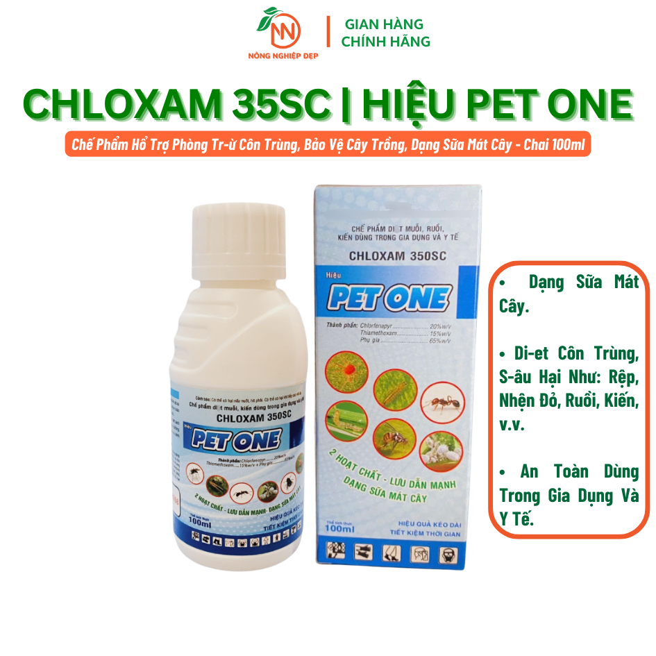 Pet One Chai 100ml - Chloxam 35sc Hiệu PET ONE - Hỗ Trợ Làm Mát Cây Phòng Trừ Côn Trùng