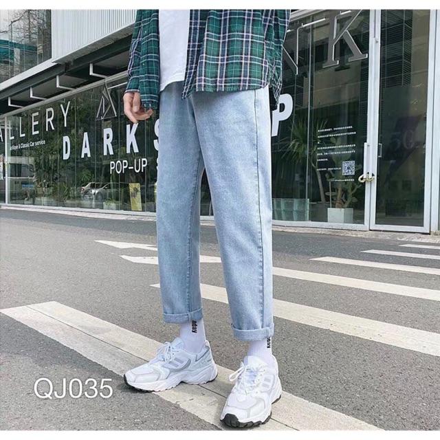 QUẦN JEAN BAGGY NAM BASIC XANH BẠC