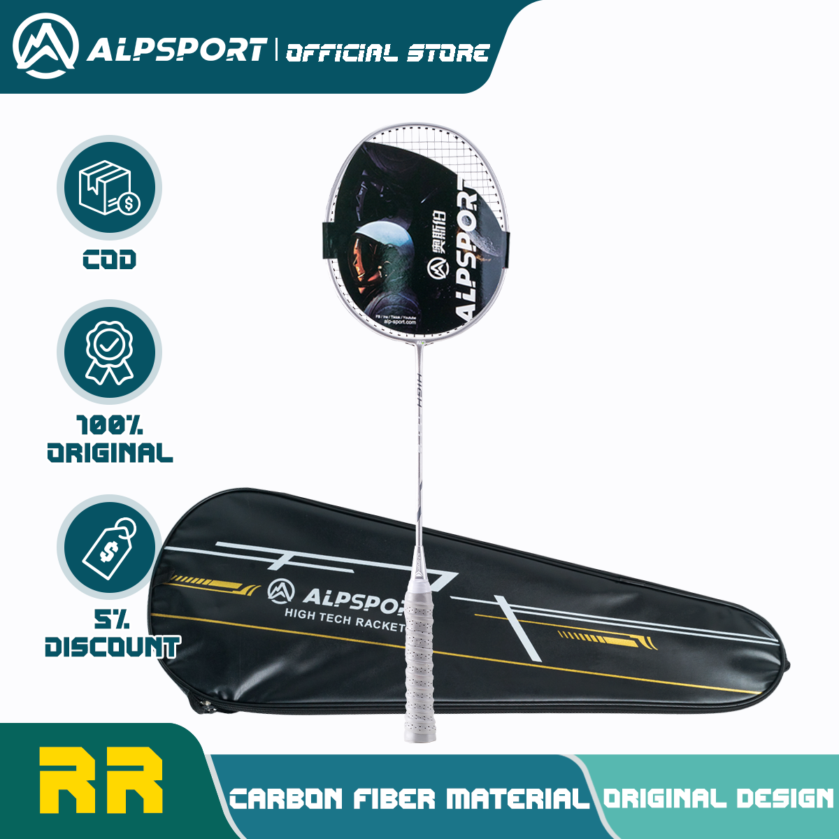 VỢT CẦU LÔNG ALPSPORT RR 4U SIÊU NHẸ 82G/SIÊU BỀN 5000 CÚ ĐẬP