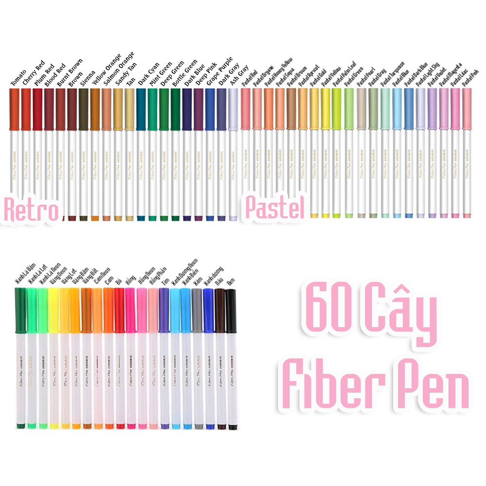 Bút lông màu Fiber Pen Thiên Long Colokit - Combo bút lông màu 40/56/76 cây ngòi cao cấp dễ dàng rửa