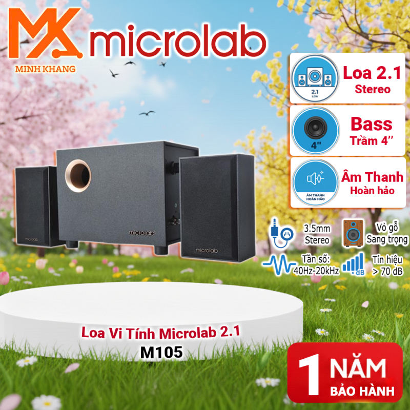 Loa Vi Tính Microlab M105 2.1 – Công Suất 10W Âm Bass Mạnh Thiết Kế Nhỏ Gọn