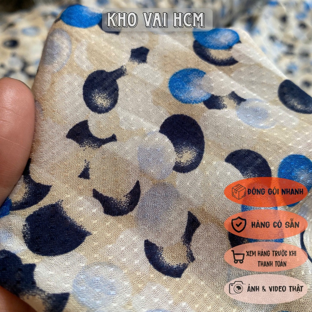 Vải Tơ Cotton 100% Dệt Thoi Nhí Chấm Bi Khổ 1m4 - Chất Mềm Mỏng Mát Không Giãn - May Đồ Bộ Áo Kiểu
